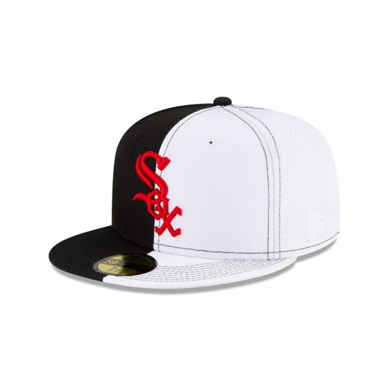 MLB Chicago White Sox Split Crown 59Fifty Fitted (TJM4615) - Black New Era Caps